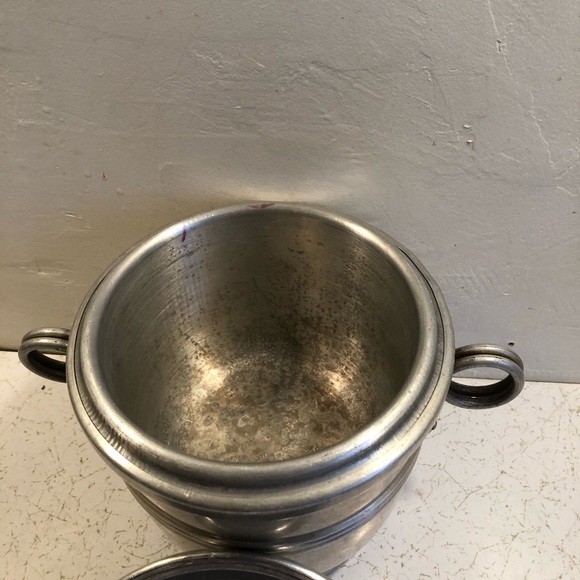 6711 Vtg Mid Century NASCO Metal Ice Bucket w/ Lid Made in Italy Aluminum